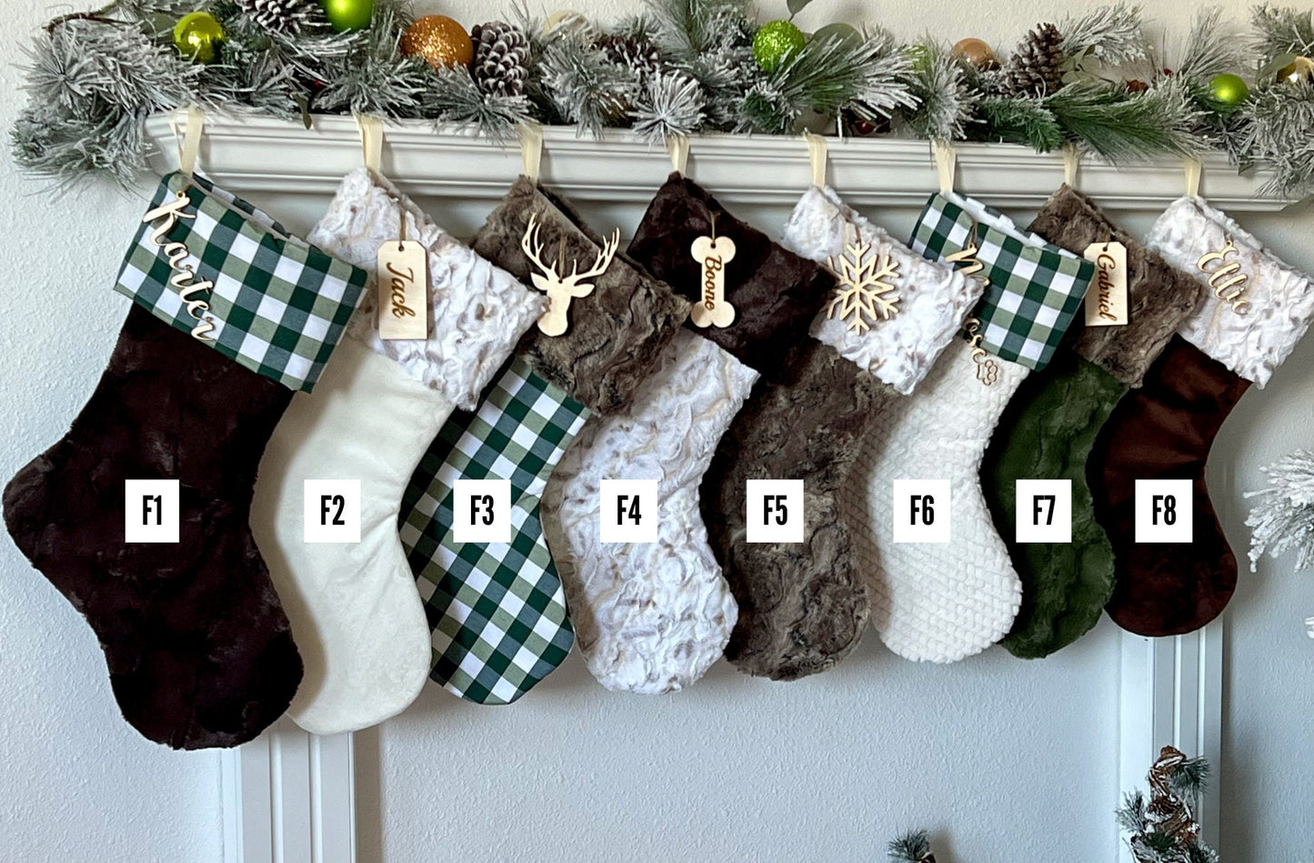 Plaid Green Christmas Stocking - Personalized