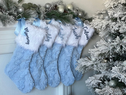 Dusty Blue Christmas Stocking - Personalized