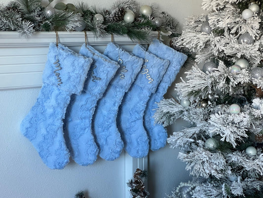 Dusty Blue Christmas Stocking - Personalized