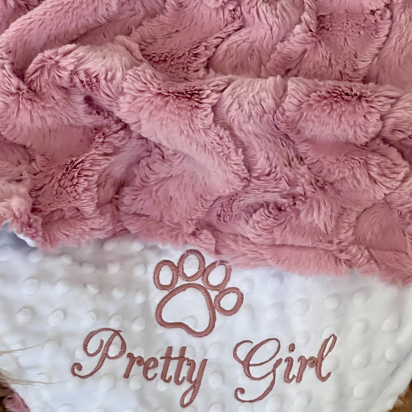 Woodrose Glacier Pink Minky Pet Blanket - Personalized