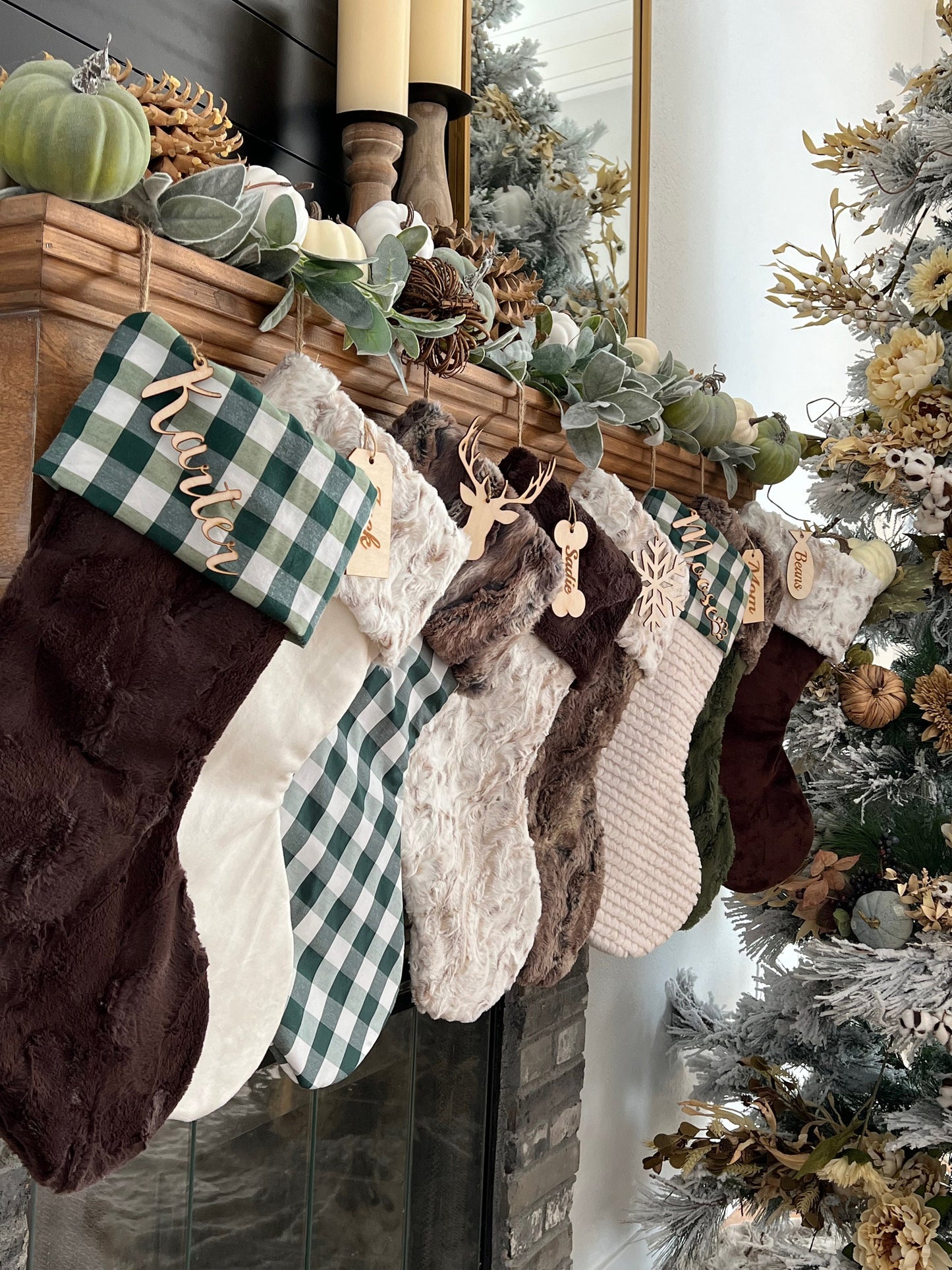 Plaid Green Christmas Stocking - Personalized