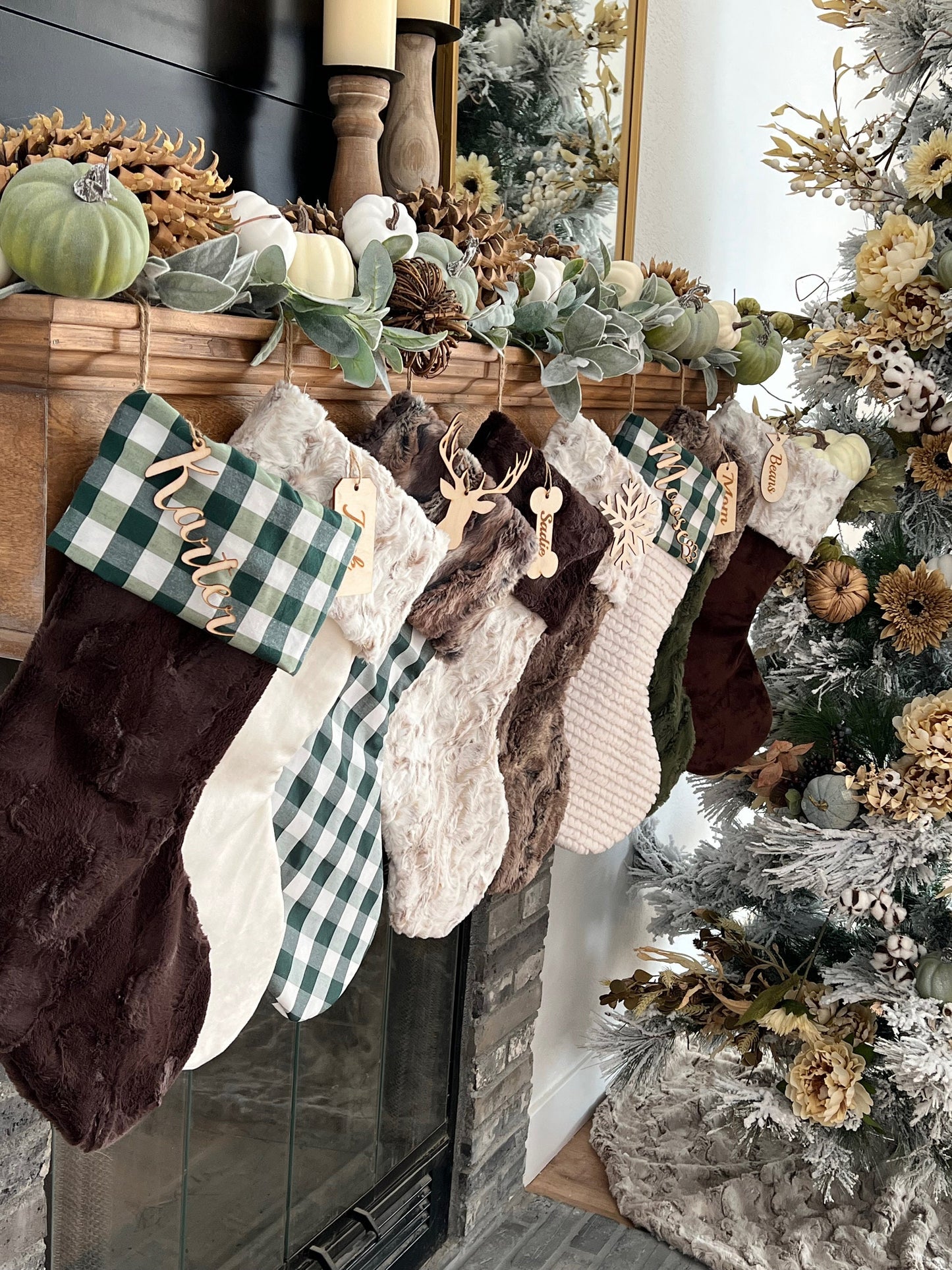 Plaid Green Christmas Stocking - Personalized