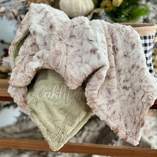 Snow Owl Natural Minky Baby Blanket - Personalized