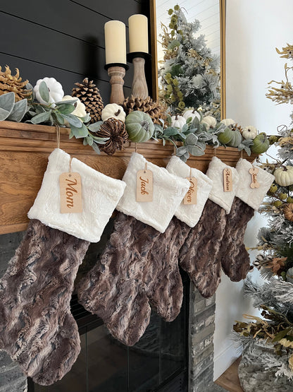 Brown Driftwood Christmas Stocking - Personalized