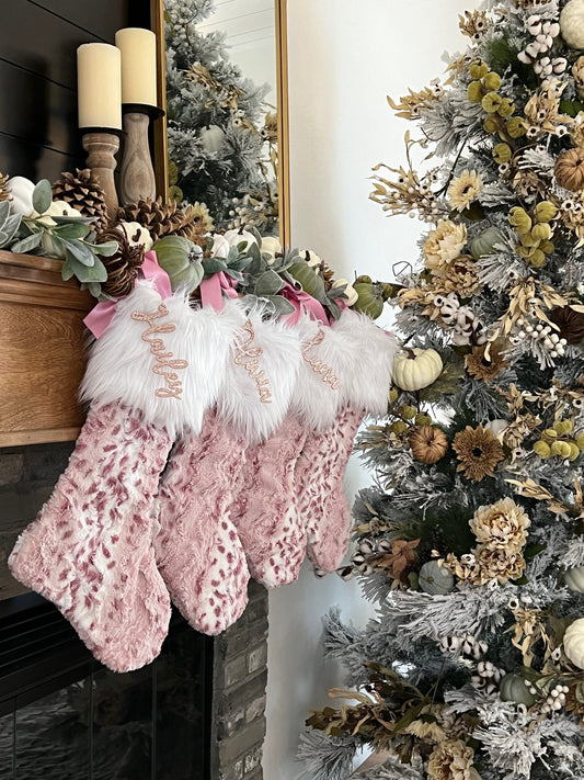 Wild Rose Lynx Christmas Stocking - Personalized