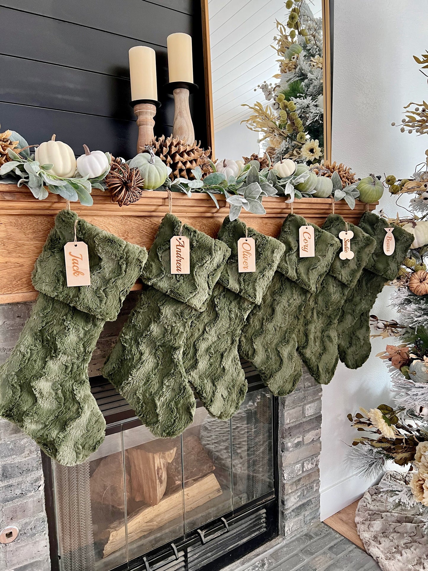 Moss Green Christmas Stocking - Personalized