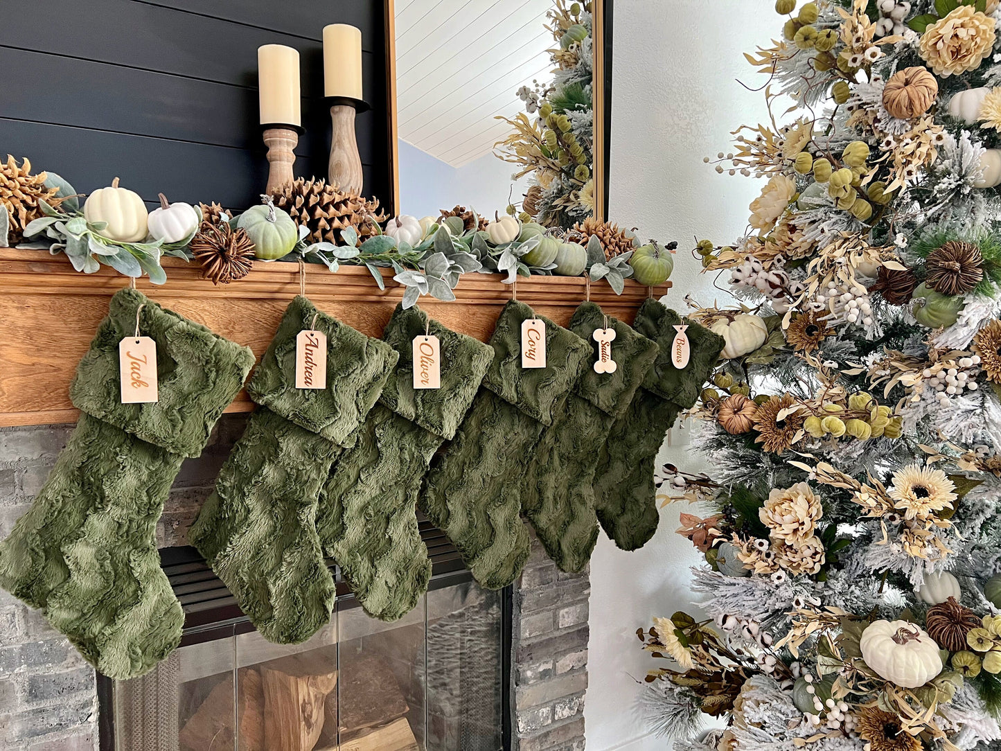 Moss Green Christmas Stocking - Personalized