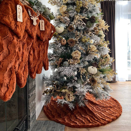 Ginger Glacier Minky Christmas Tree Skirt - Double Sided Tree Skirt