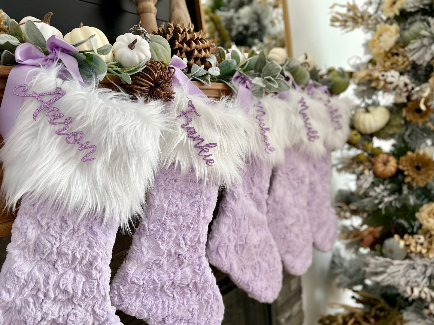 Lavender Light Purple Christmas Stocking - Personalized