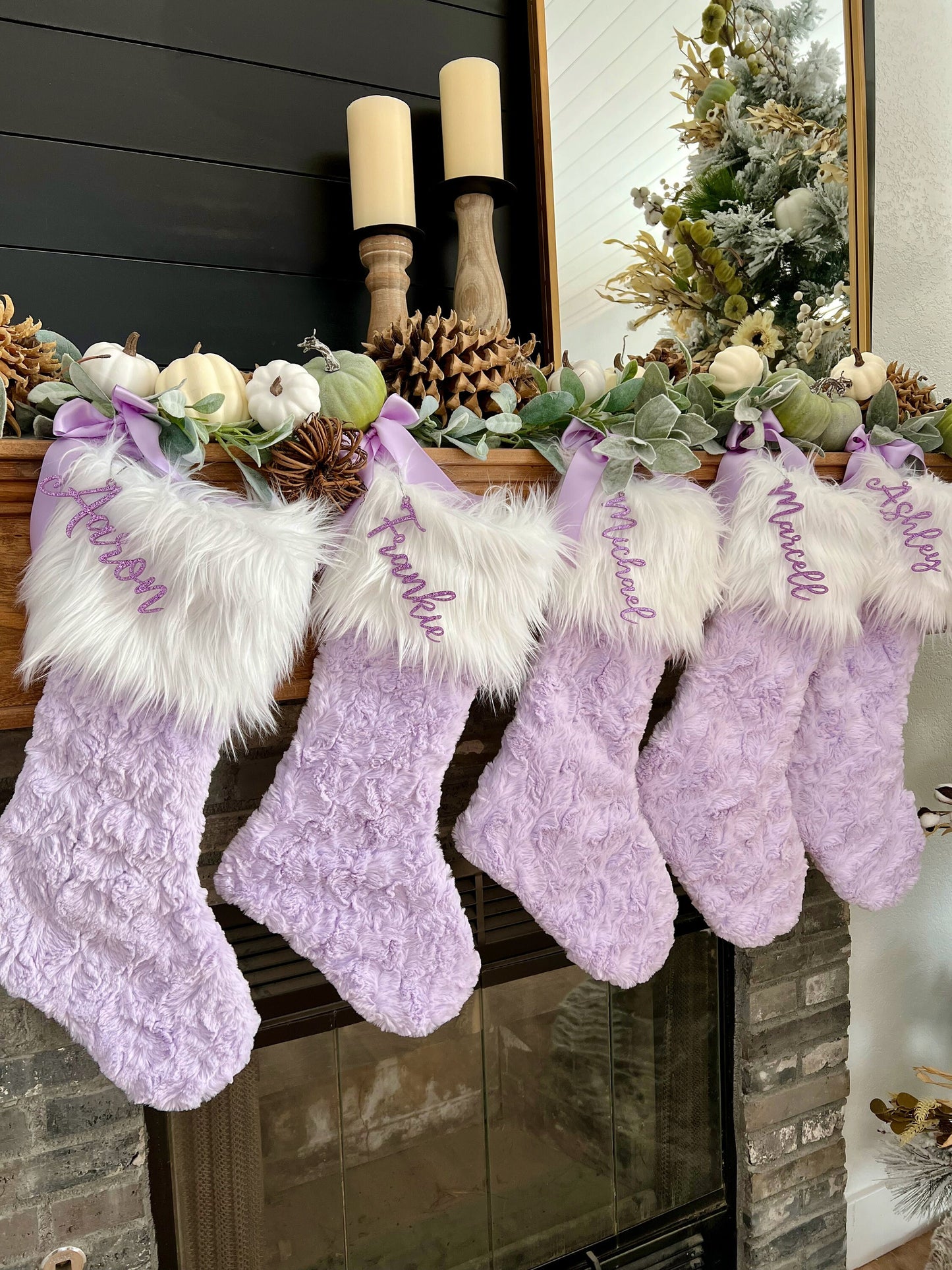 Lavender Light Purple Christmas Stocking - Personalized