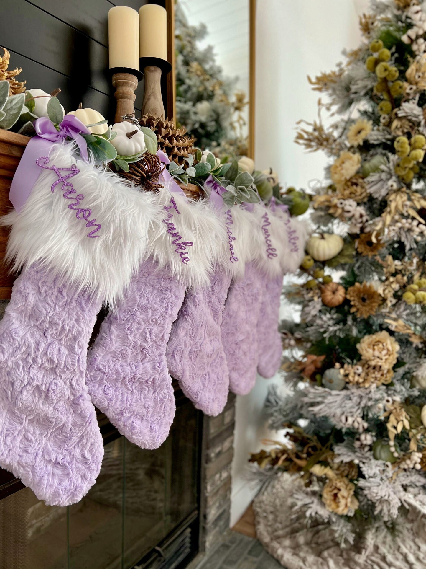 Lavender Light Purple Christmas Stocking - Personalized
