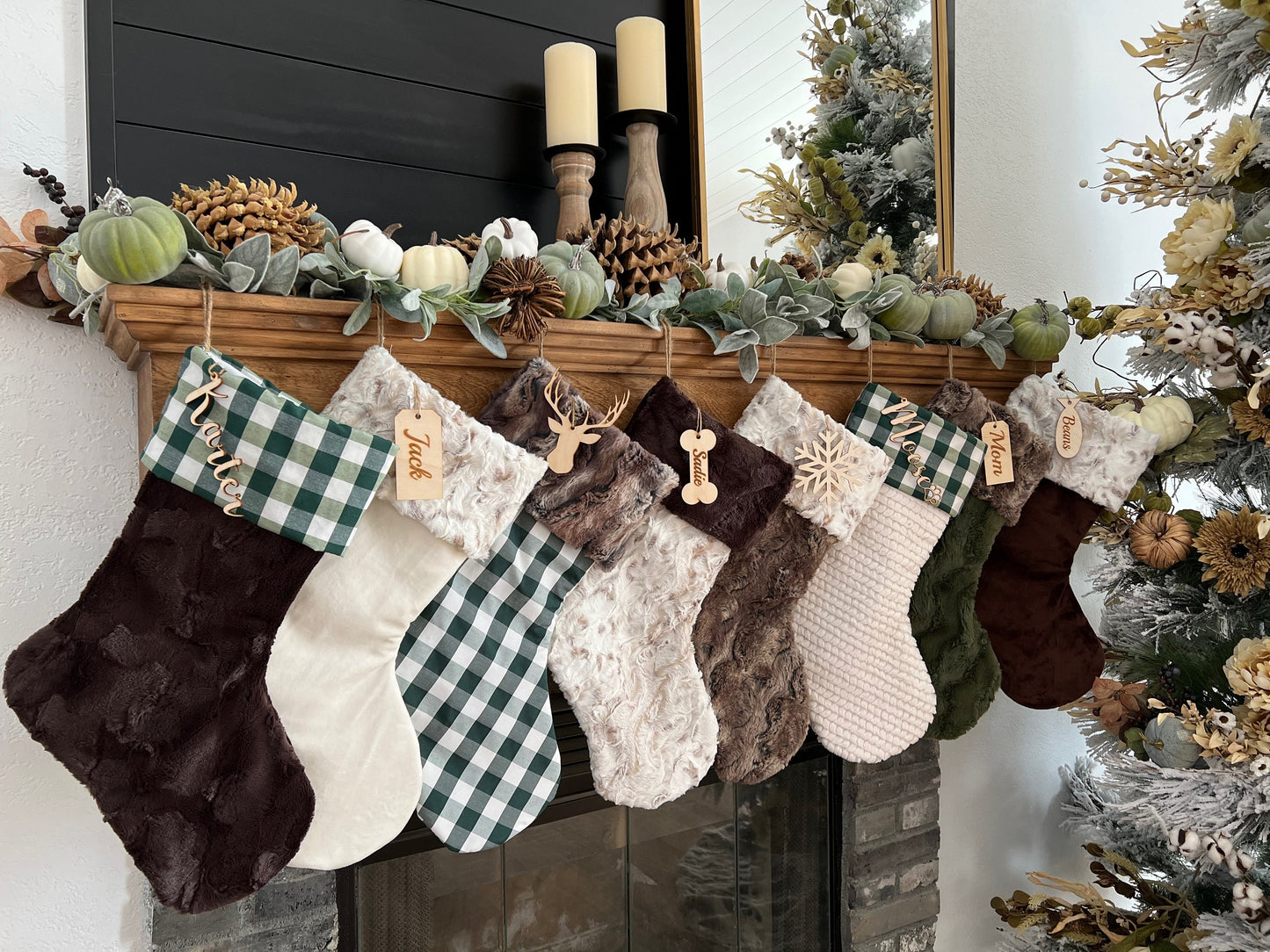 Plaid Green Christmas Stocking - Personalized