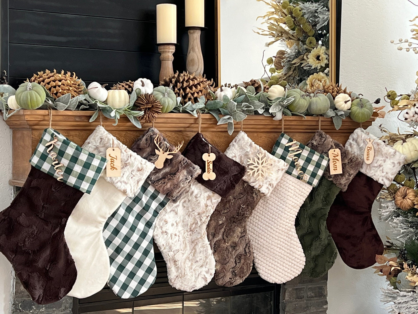 Plaid Green Christmas Stocking - Personalized