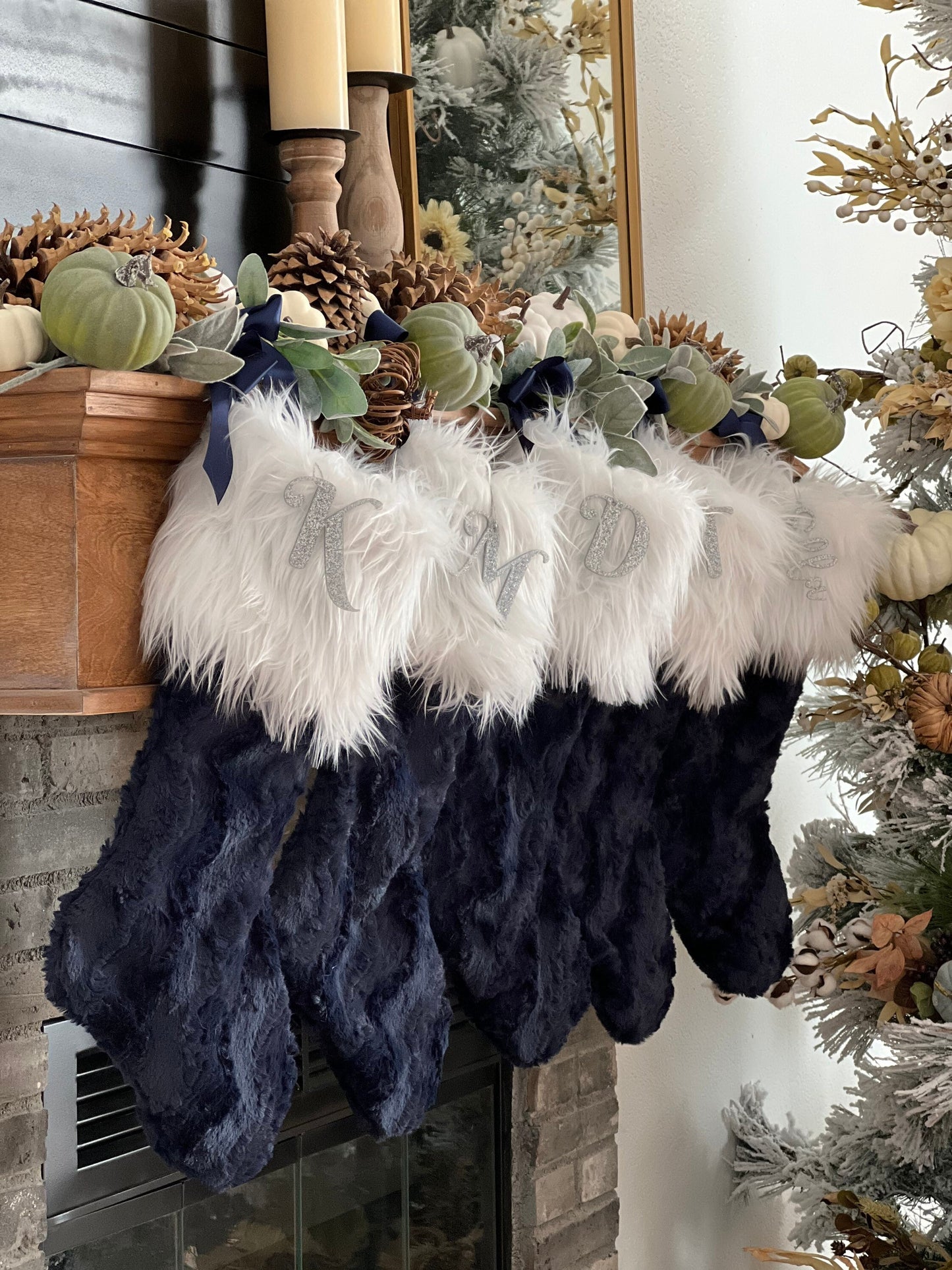 Ink Navy Blue Christmas Stocking - Personalized