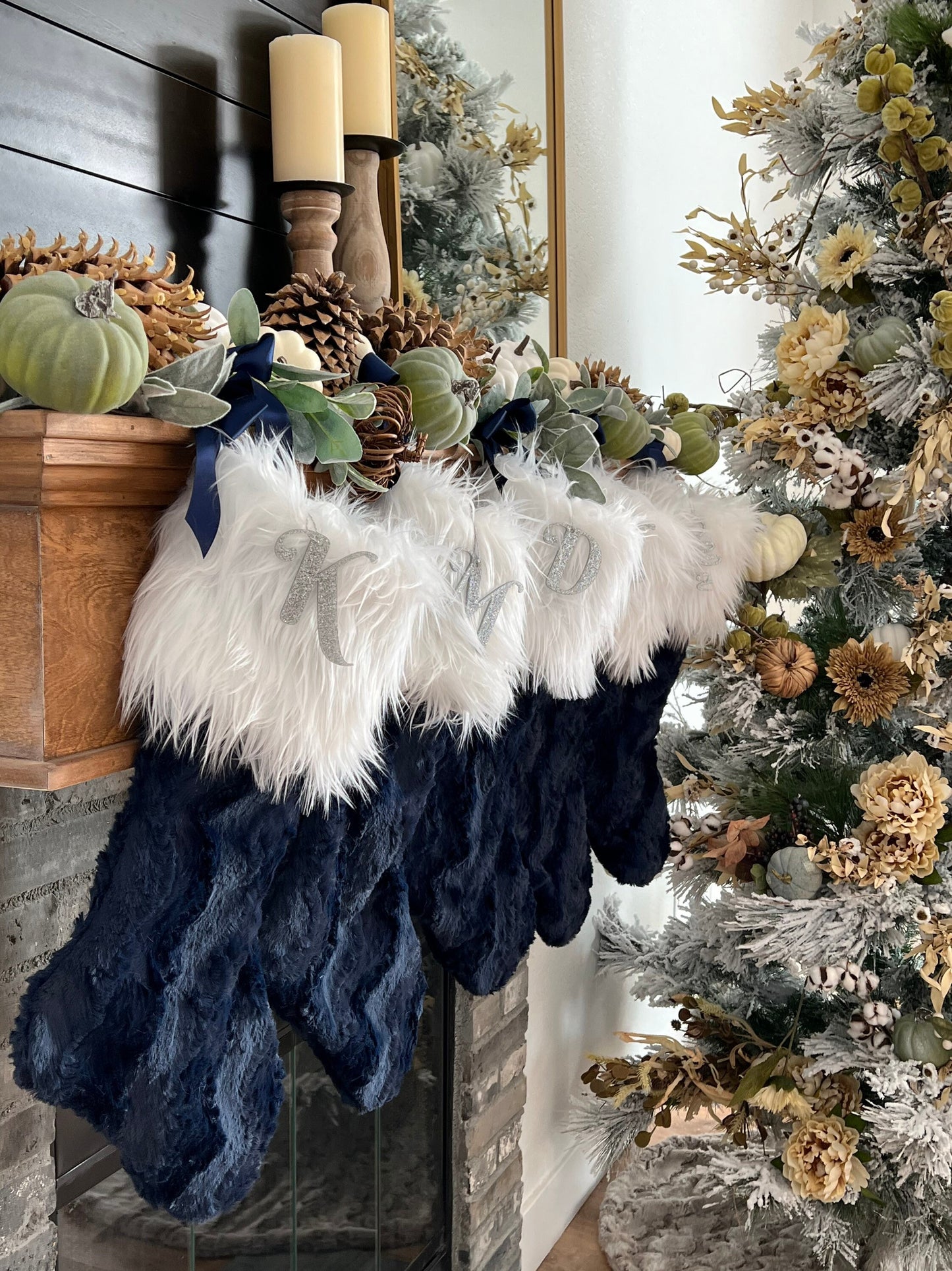 Ink Navy Blue Christmas Stocking - Personalized
