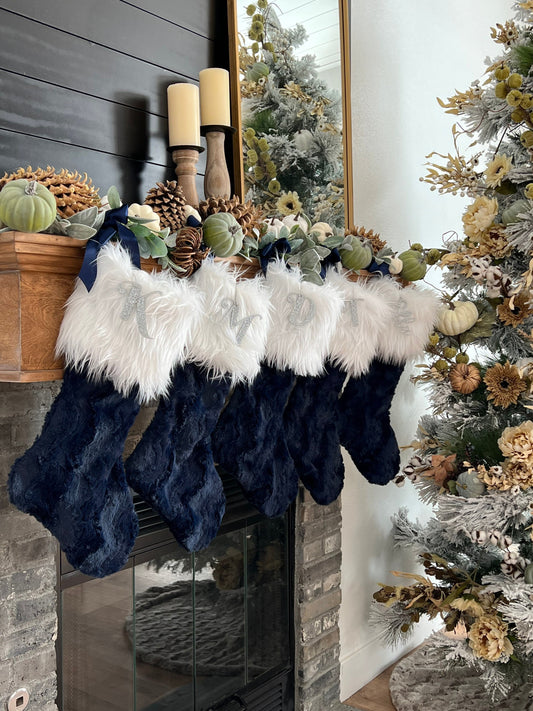 Ink Navy Blue Christmas Stocking - Personalized
