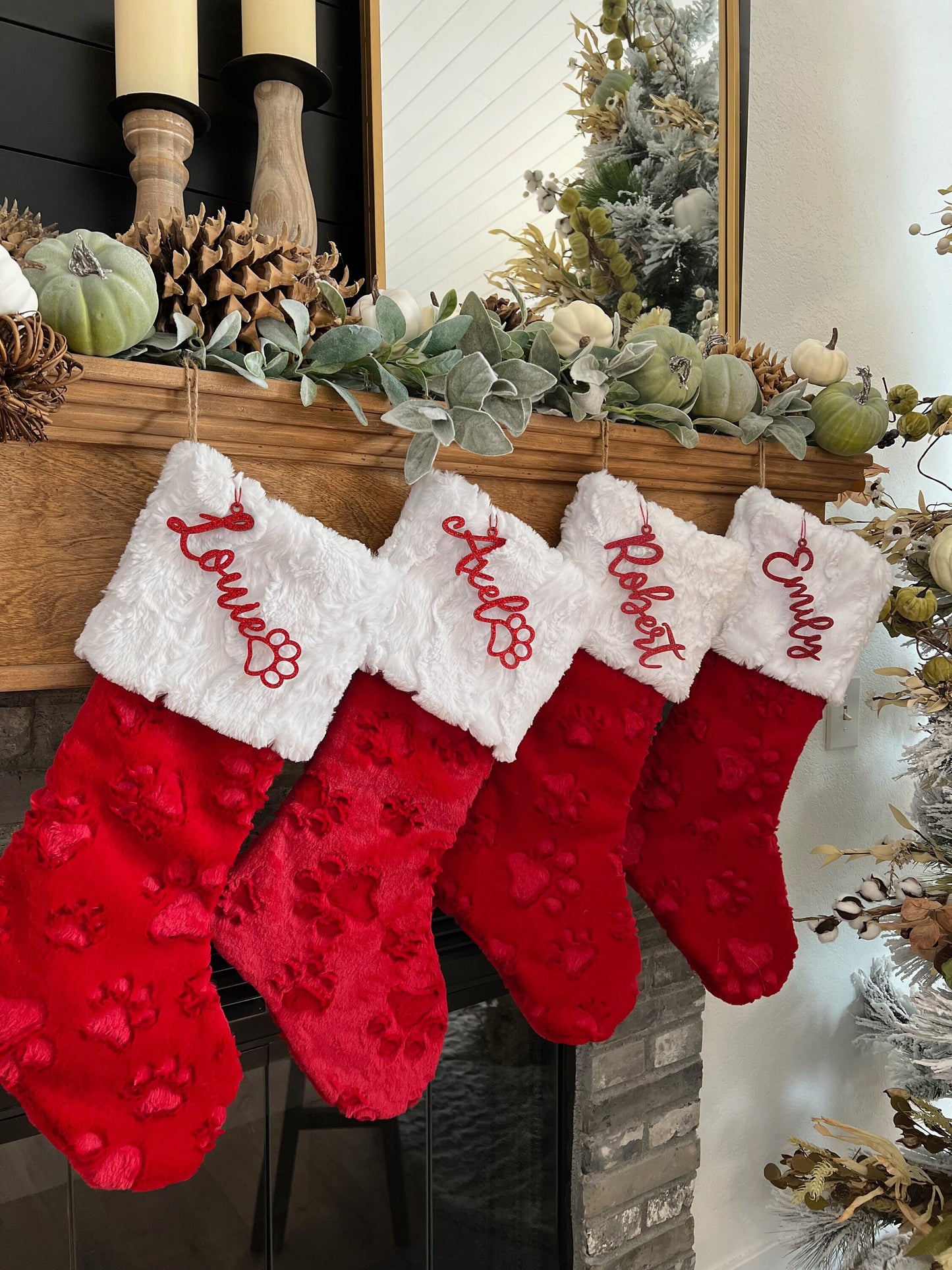 Red Traditional Puppy Christmas Stocking - Personalized