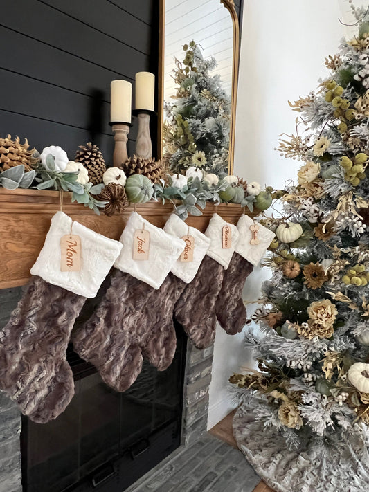 Brown Driftwood Christmas Stocking - Personalized
