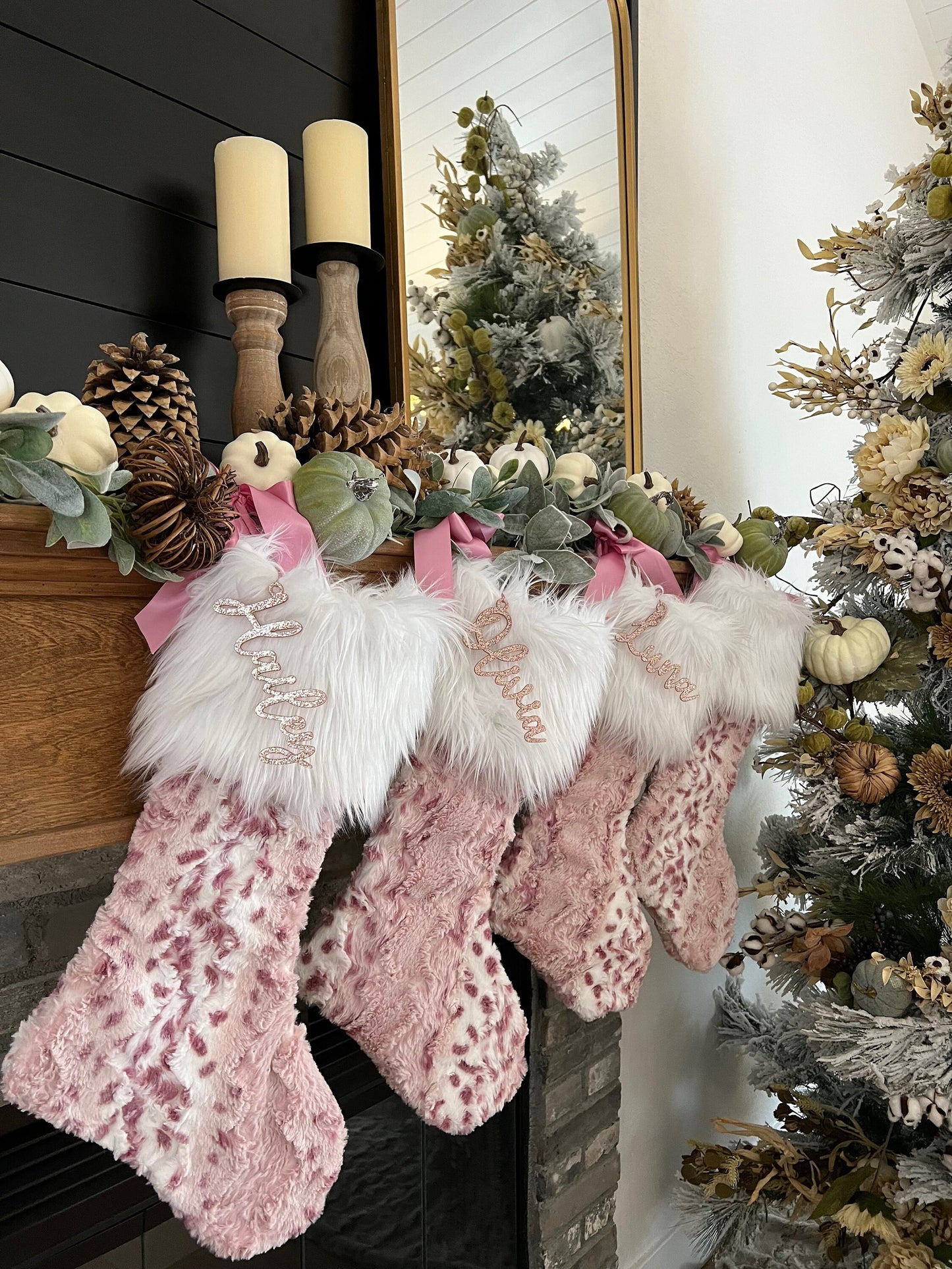Wild Rose Lynx Christmas Stocking - Personalized