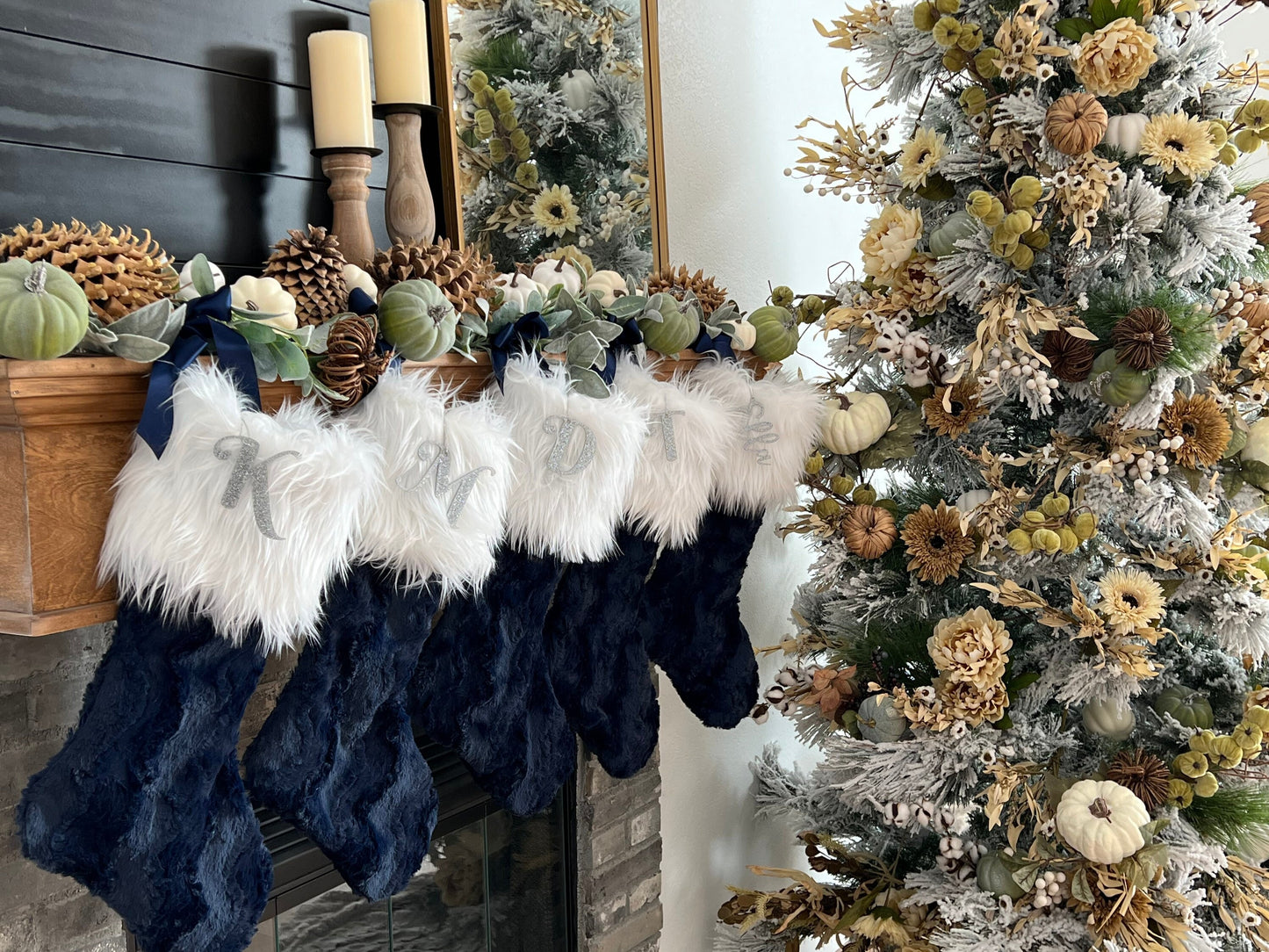 Ink Navy Blue Christmas Stocking - Personalized