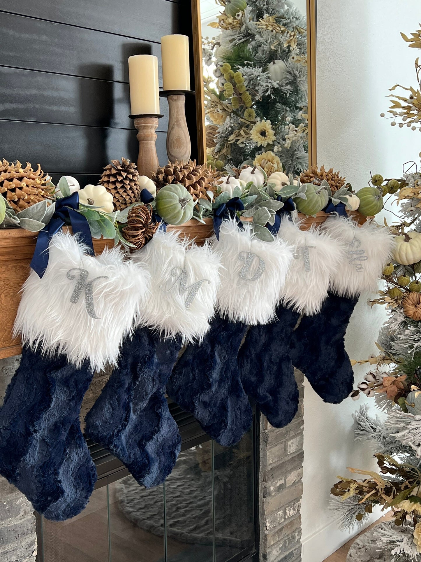 Ink Navy Blue Christmas Stocking - Personalized