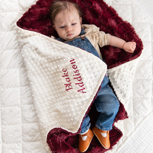 Merlot Glacier Minky Baby Blanket - Personalized
