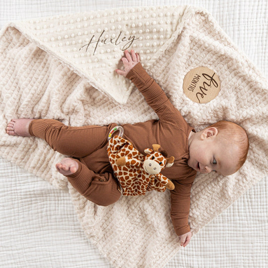 Ivory Brooklyn Minky Baby Blanket - Personalized