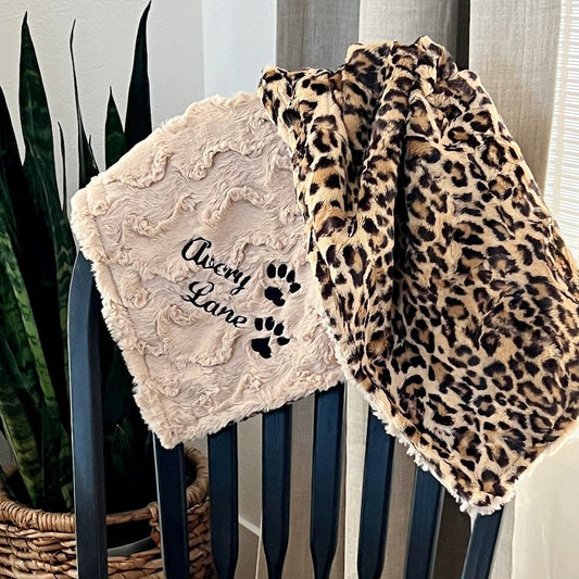 Leopard Sand Minky Pet Blanket - Personalized