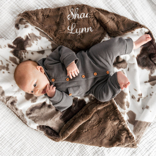 Brown Sugar Pony Minky Baby Blanket - Western Baby Blanket - Personalized