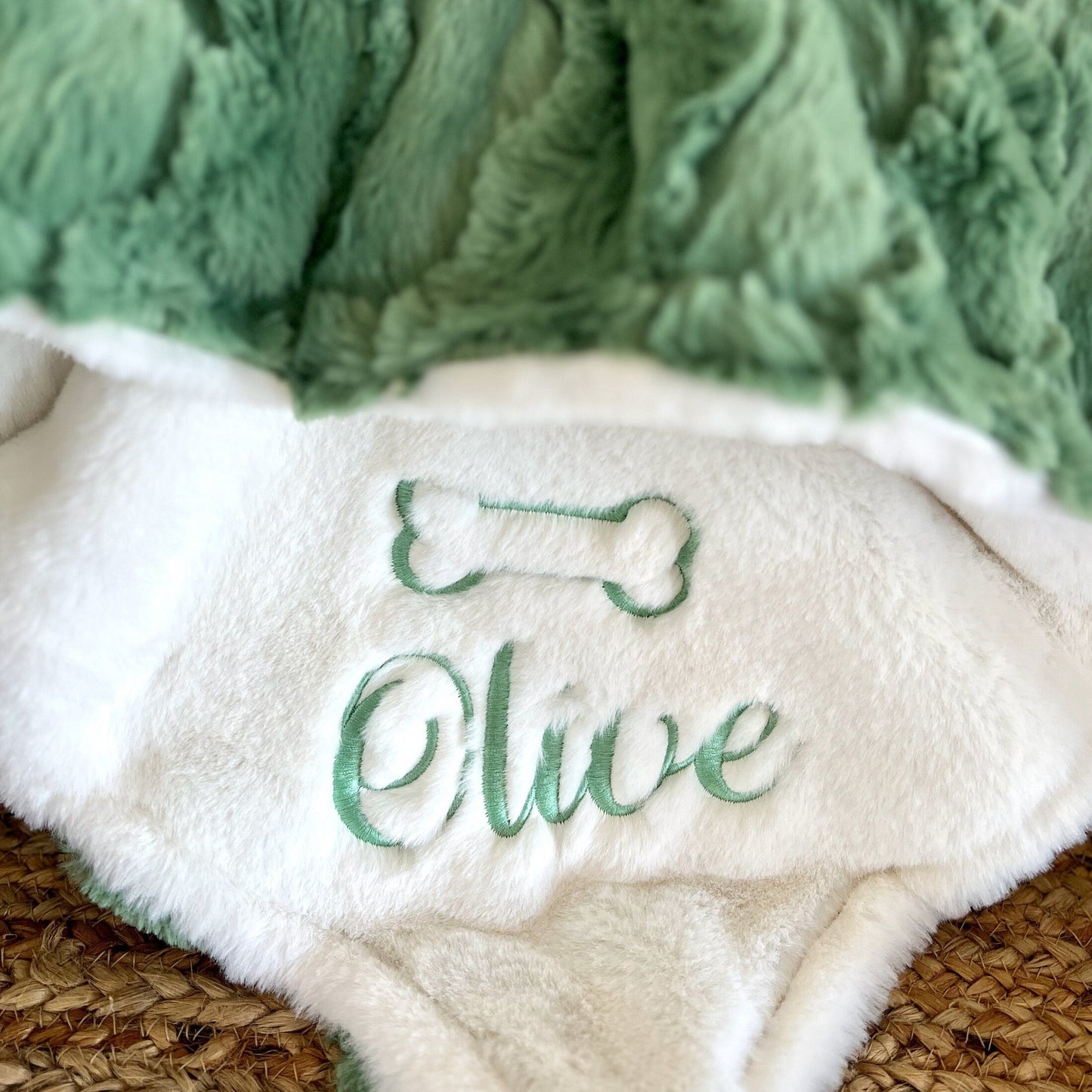 Basil Glacier Green Minky Pet Blanket - Personalized