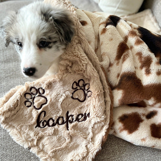 Brown Pony Minky Pet Blanket - Western Dog Blanket - Personalized