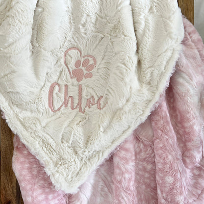 Rosewater Fawn Minky Pet Blanket - Personalized
