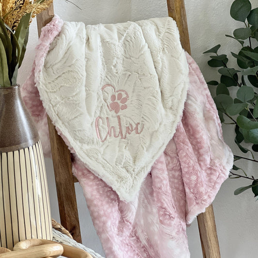 Rosewater Fawn Minky Pet Blanket - Personalized