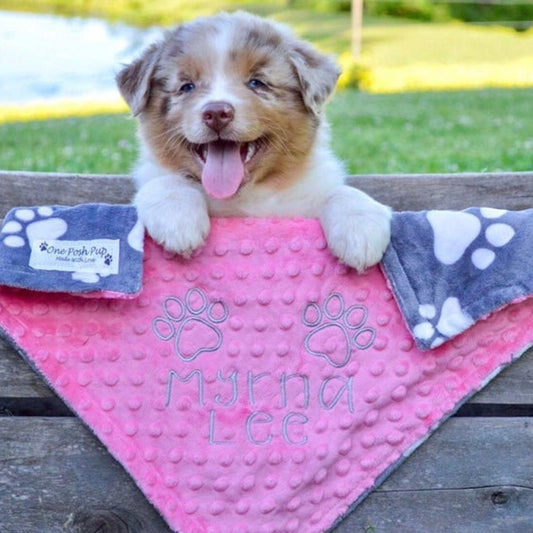 Paw Print Dog Blanket - Personalized Dog Blanket - Personalized