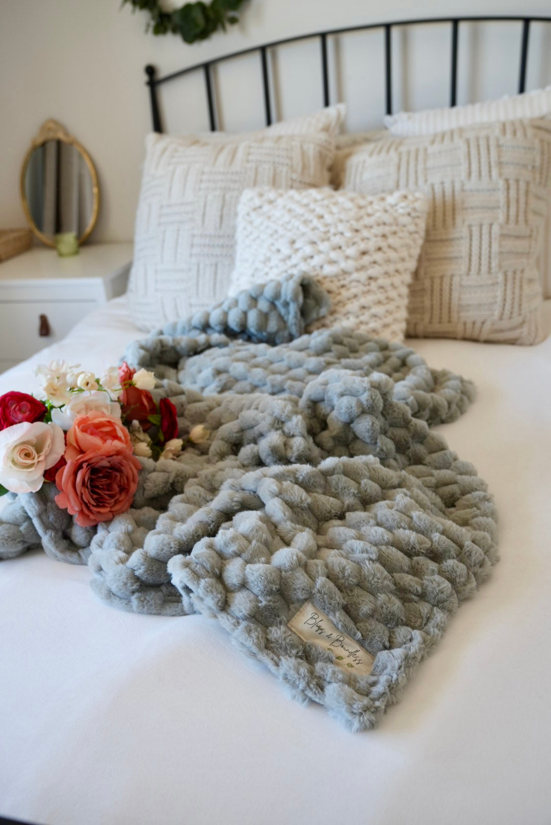 Personalized Gray Adult Blanket