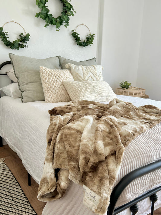 Personalized Taupe Mocha Adult Blanket