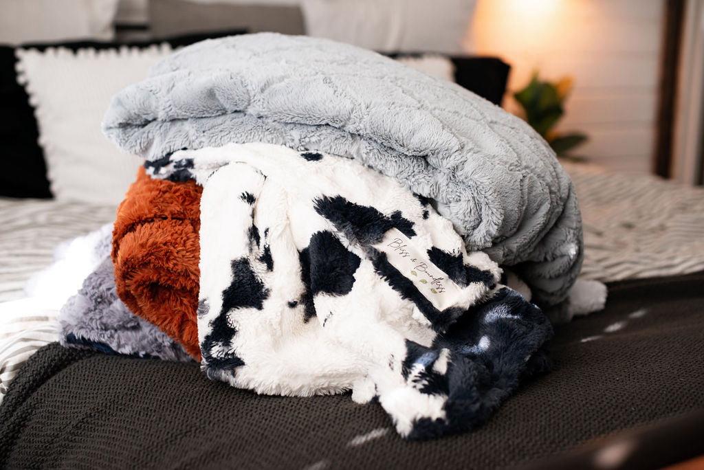 Personalized Black Cow Adult Blanket, Adult Western Calf Blanket