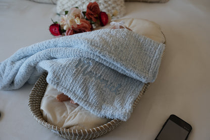 Personalized Baby Blue Weave Blanket