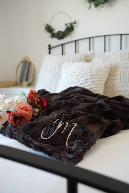 Personalized Chocolate Brown Adult Blanket