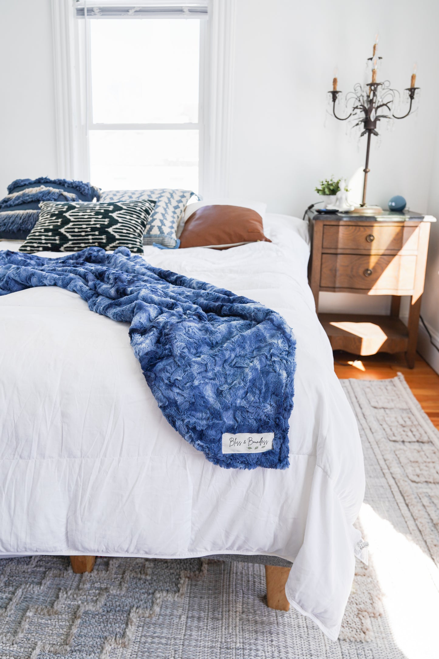 Personalized Blue Plush Adult Blanket