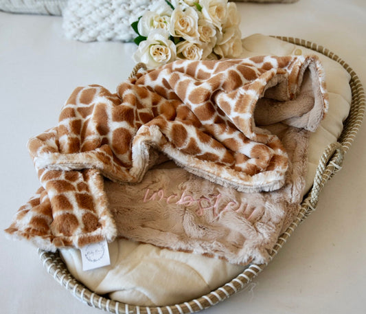 Personalized Latte Hide Baby Blanket - Personalized Giraffe Blanket