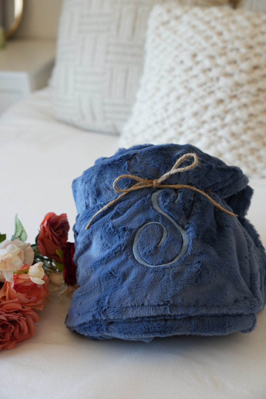 Personalized Denim Blue Adult Blanket