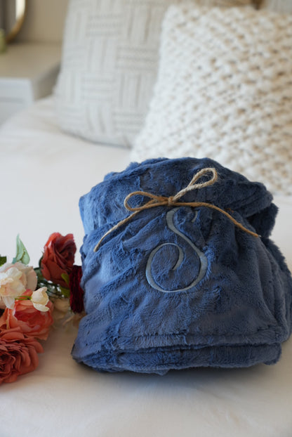Personalized Denim Blue Adult Blanket