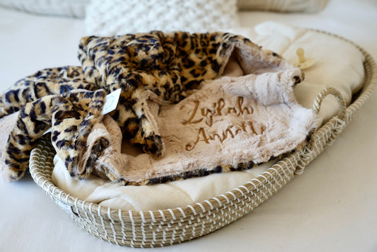 Personalized Latte Hide Baby Blanket - Personalized Leopard Blanket