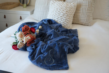 Personalized Denim Blue Adult Blanket