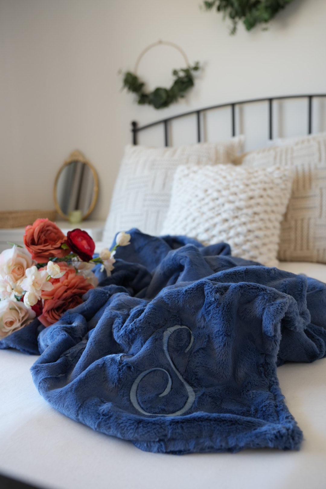 Personalized Denim Blue Adult Blanket