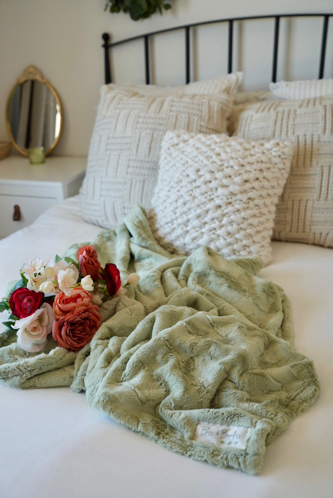 Personalized Sage Green Adult Blanket