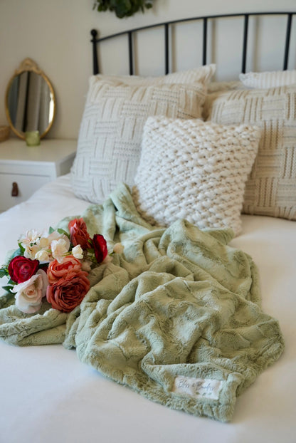 Personalized Sage Green Adult Blanket