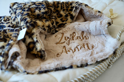 Personalized Latte Hide Baby Blanket - Personalized Leopard Blanket