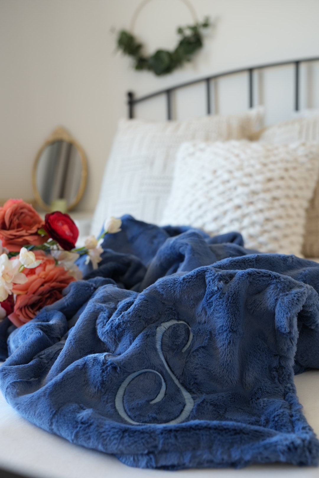 Personalized Denim Blue Adult Blanket